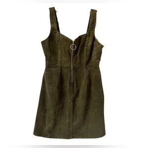 Iris Olive Green Courdory Dress with Zipper